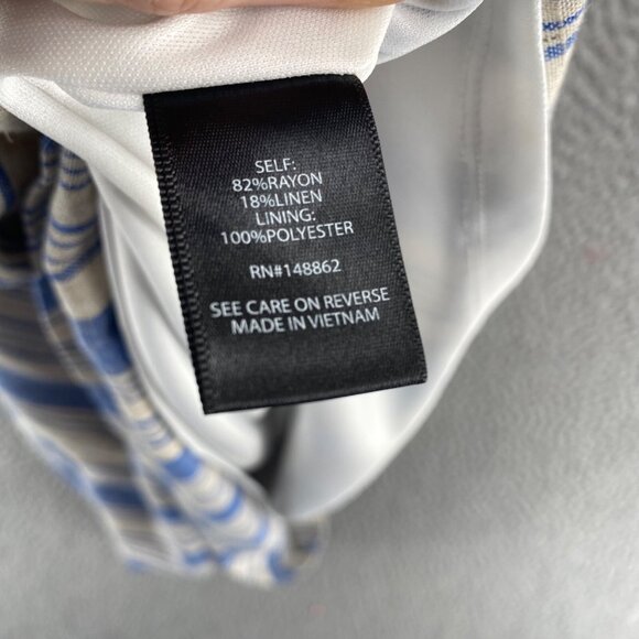 Torrid Skirt Womens 2 US 18 Plus Ivory Blue Striped Linen Pull On Above Knee NWT - Picture 7 of 11